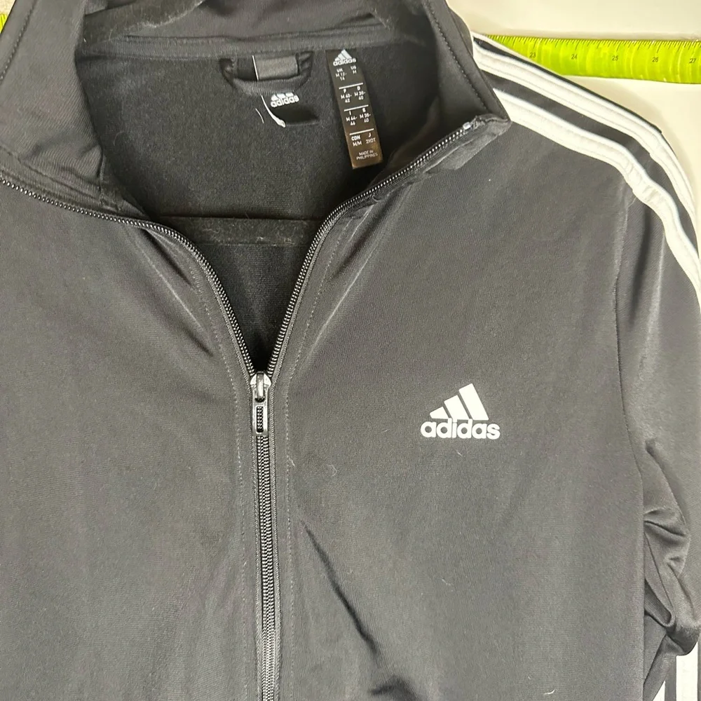 Adidas Men's Black Windbreaker with White Stripes - Picture 4 of 4